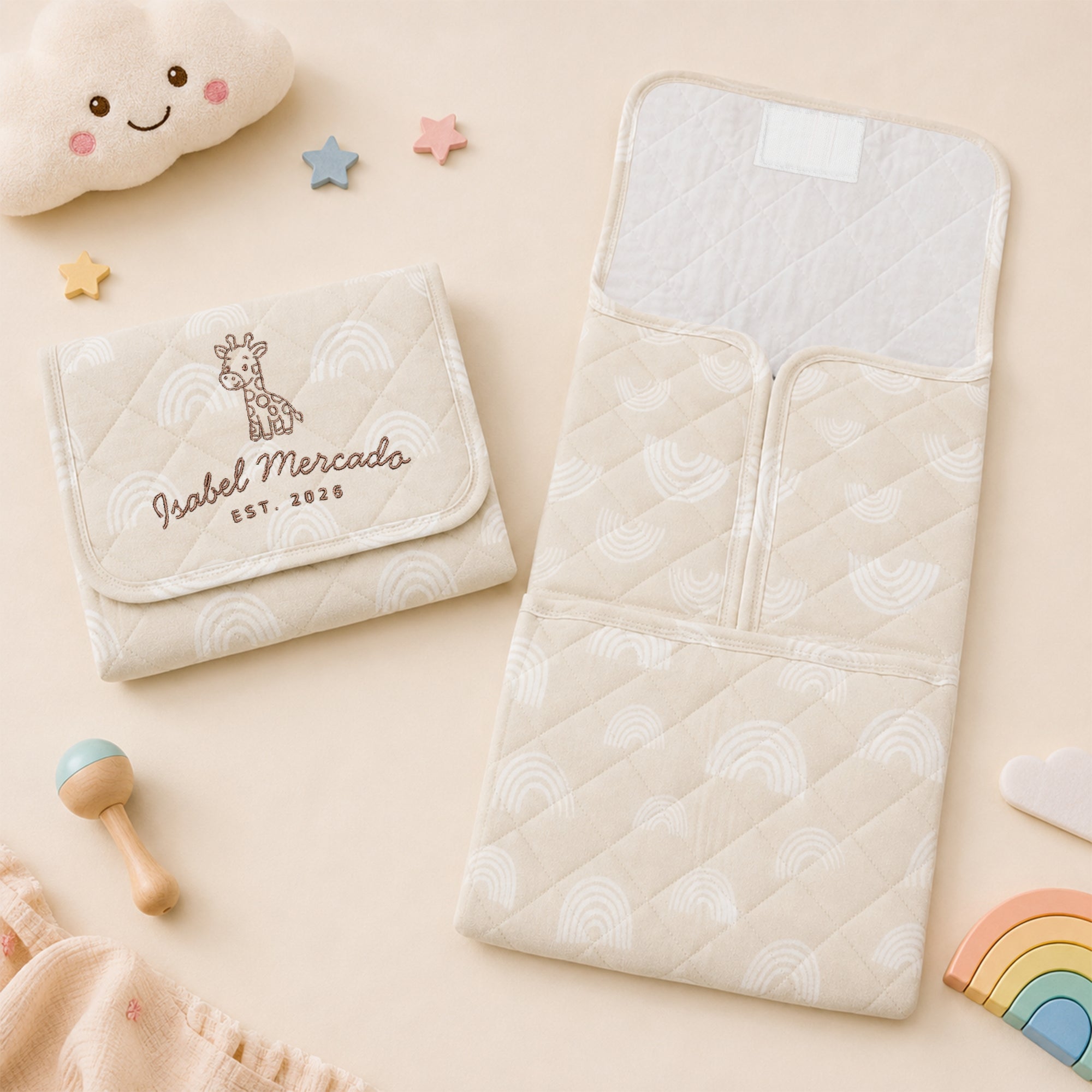 Personalised Embroidery Baby Travel Change Mat, Custom Name Infant Foldable Nappy Pad Cover Clutch, Newborn Birthday Shower Christening Gift