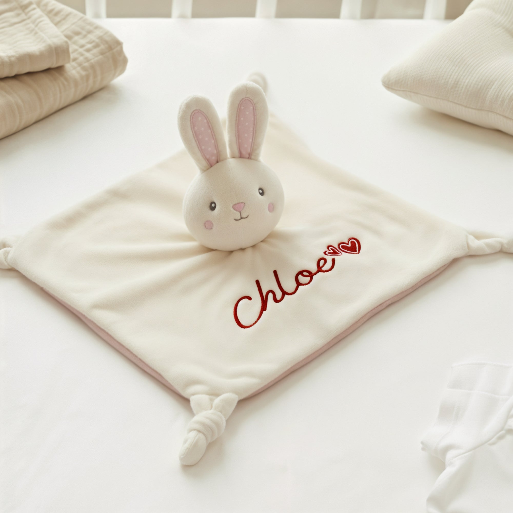 Personalised Embroidery Bear/ Bunny Comforter, Custom Baby Name Sleep Snuggle Kid Soft Toy Blanket, Toddler Christening Birthday Shower Gift