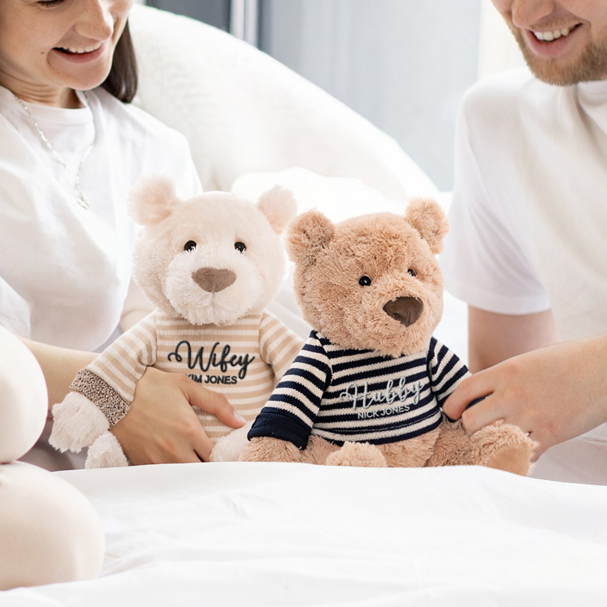 Personalised Embroidery Knit Sweater Teddy Bear, Custom Embroidered Snuggle Plush Toy, Baby Shower Birthday, Anniversary Couple Wedding Gift