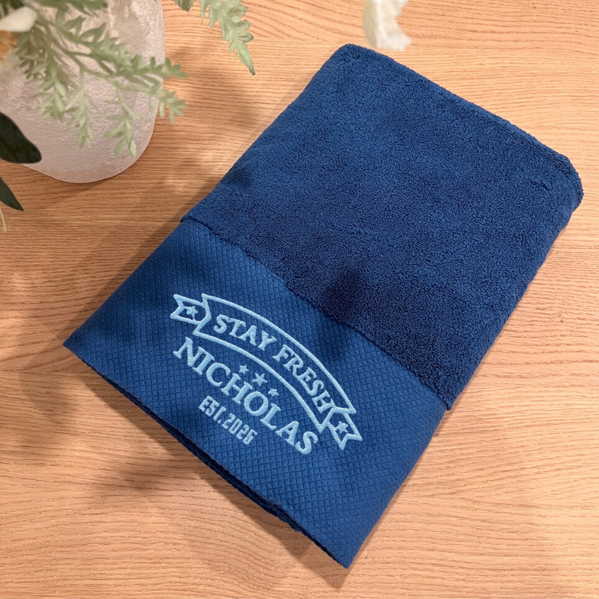 Personalised Embroidery Pattern Bath Towel, Custom Embroidered Name Logo Hotel Hair Salon Spa Towels, Birthday, Housewarming, Corporate Gift