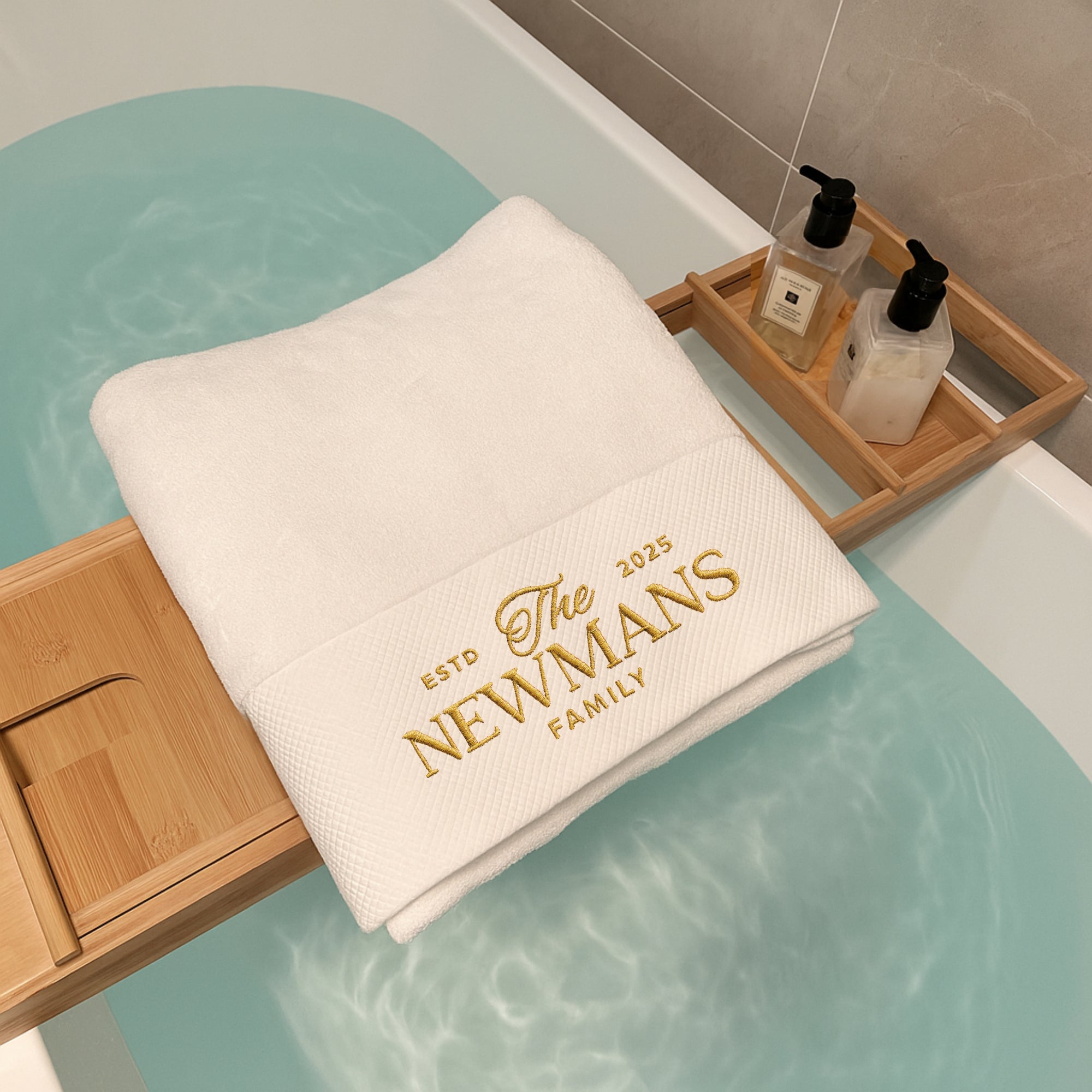 Personalised Embroidery Pattern Bath Towel, Custom Embroidered Name Logo Hotel Hair Salon Spa Towels, Birthday, Housewarming, Corporate Gift