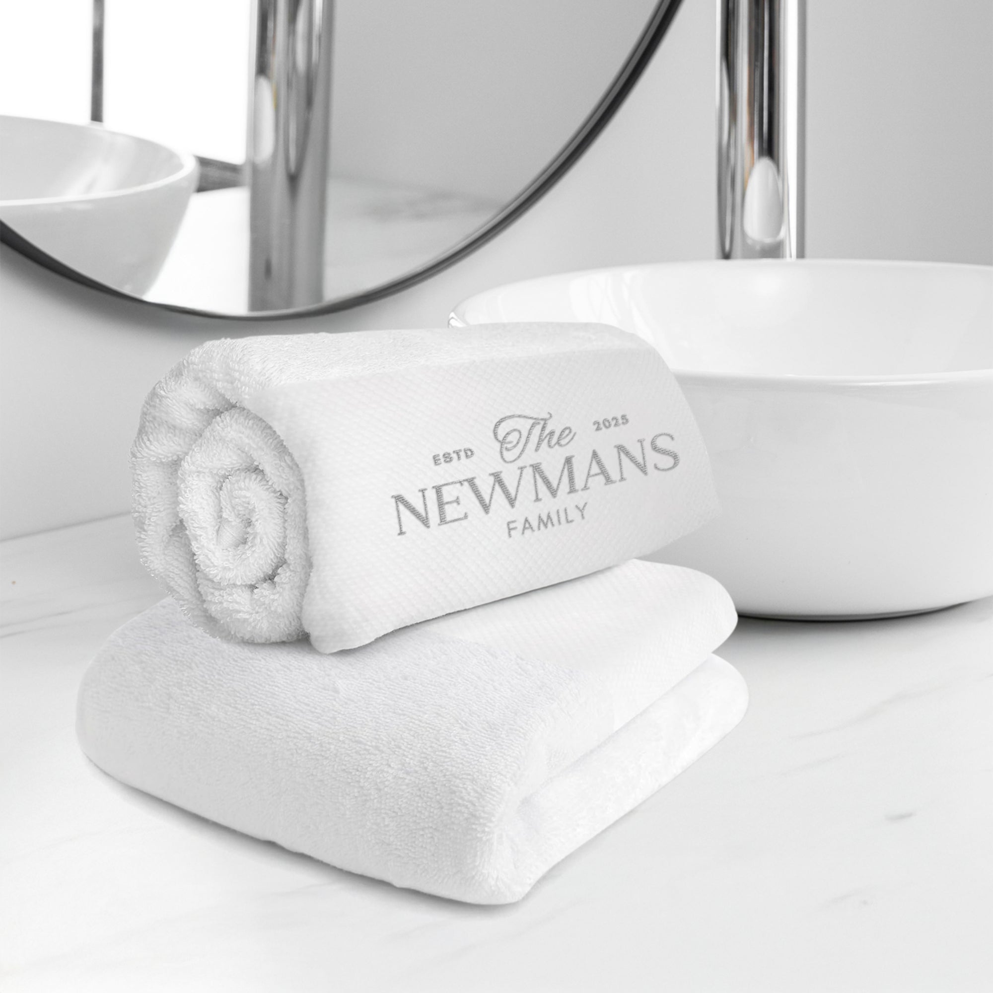 Personalised Embroidery Pattern Bath Towel, Custom Embroidered Name Logo Hotel Hair Salon Spa Towels, Birthday, Housewarming, Corporate Gift