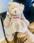 Personalised Embroidery Teddy Bear in Dress, Custom Embroidered Snuggle Plush Toy, Baby Shower Birthday, Mum Daughter Sisters Keepsake Gift