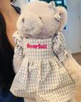Personalised Embroidery Teddy Bear in Dress, Custom Embroidered Snuggle Plush Toy, Baby Shower Birthday, Mum Daughter Sisters Keepsake Gift