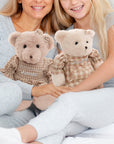 Personalised Embroidery Teddy Bear in Dress, Custom Embroidered Snuggle Plush Toy, Baby Shower Birthday, Mum Daughter Sisters Keepsake Gift
