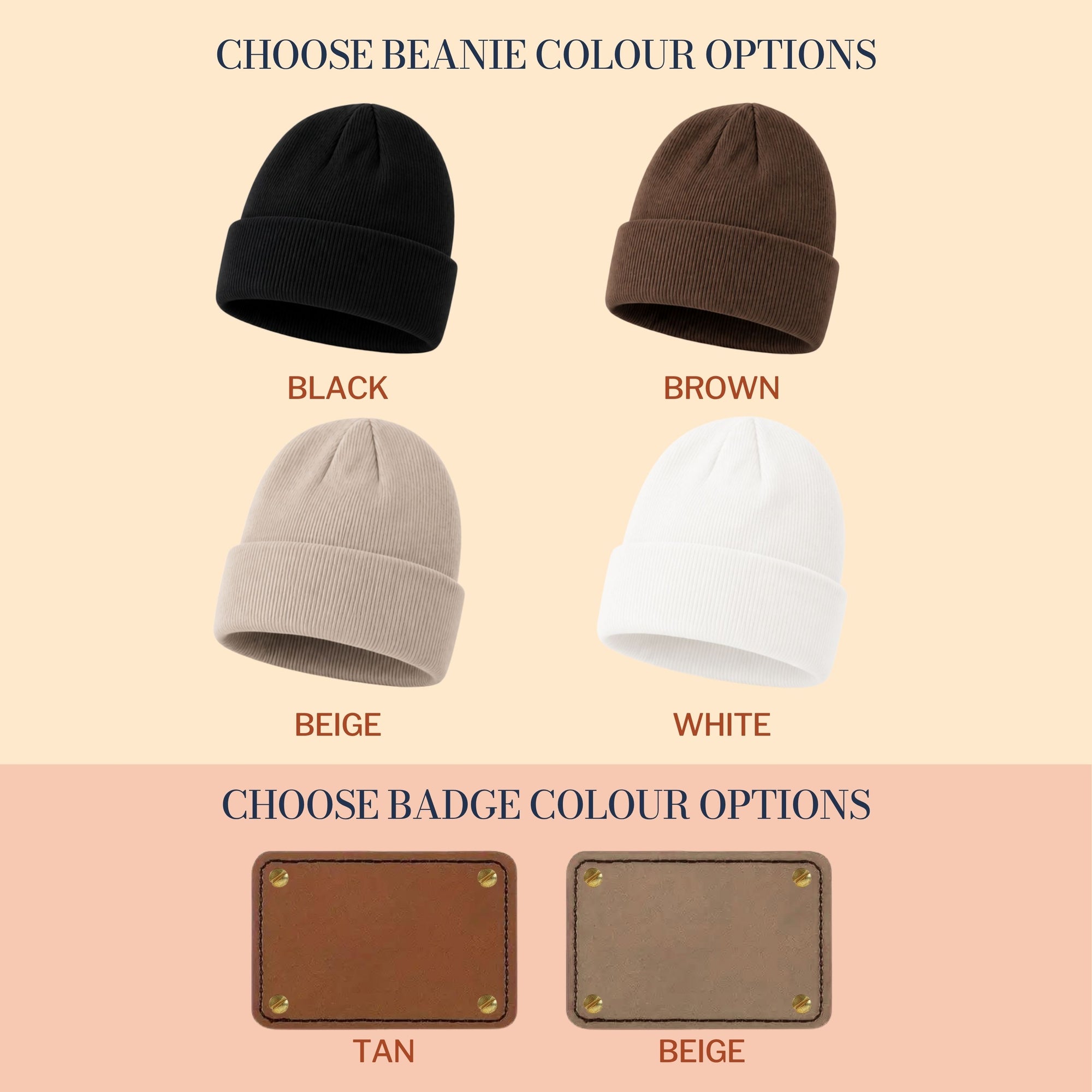 Personalised Engraved Leatherette Patch Baby Knitted Beanie, Custom Name Newborn Winter Hat, Kid Infant Cap, First Birthday Christening Gift