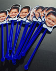 Personalised Face Photo Hat Acrylic Drink Stirrers, Custom Pet Coffee/ Cocktail Sticks Wedding Favours, Birthday, Graduate Party Decors Gift
