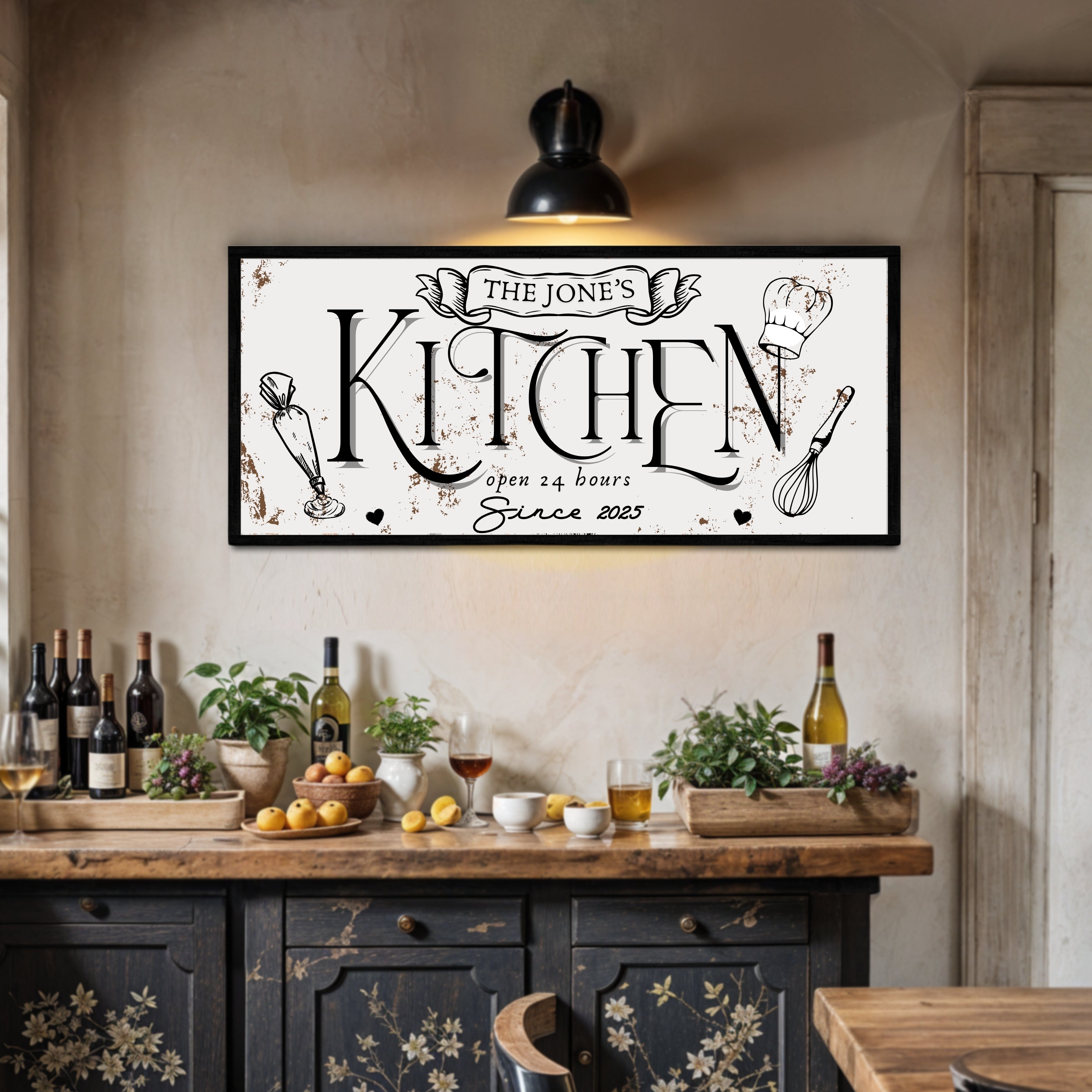 Personalised Family Name Farmhouse Kitchen Rustic Sign | Custom UV ...