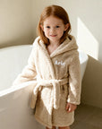 Personalised Fluffy Teddy Kid Bathrobe, Custom Name Embroidered Baby Dressing Gown Bear Ear Hooded Baby Robe, Christening Birthday Xmas Gift