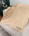 Personalised Fringe Throw, Custom Embroidered Name Logo Eco Blanket, Mum, Birthday, Xmas, Housewarming, Wedding, Anniversary, Corporate Gift