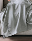 Personalised Fringe Throw, Custom Embroidered Name Logo Eco Blanket, Mum, Birthday, Xmas, Housewarming, Wedding, Anniversary, Corporate Gift