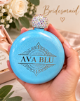 Personalised Glitter Round Hip Flask, Engraved 5oz Flask with Rhinestone Lid, Bridesmaid Proposal Gift, Hens Party Gift, Custom Gift for Her