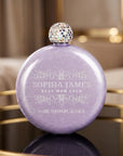 Personalised Glitter Round Hip Flask, Engraved 5oz Flask with Rhinestone Lid, Bridesmaid Proposal Gift, Hens Party Gift, Custom Gift for Her