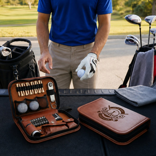 Personalised Leatherette Golf Essentials Kit Gift Set