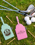 Personalised Golf Tee Holder Bag Tag, Custom Engraved Leatherette Golf Accessory, Groomsmen, Dad, Wedding, Xmas Business Logo Corporate Gift