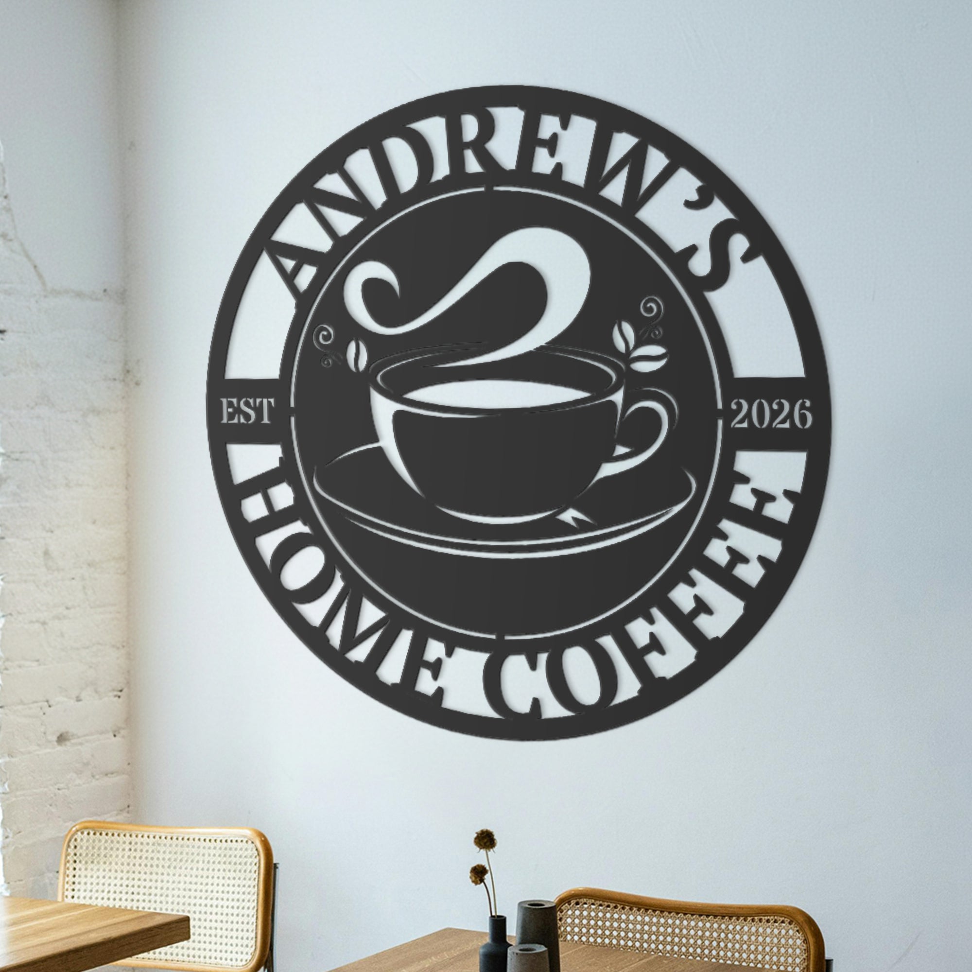 Personalised Home Coffee Hoop Sign, Custom Wood Acrylic Kitchen, Bar Corner Drink Stations Wall Art , Cafés Signage Decor, Housewarming Gift