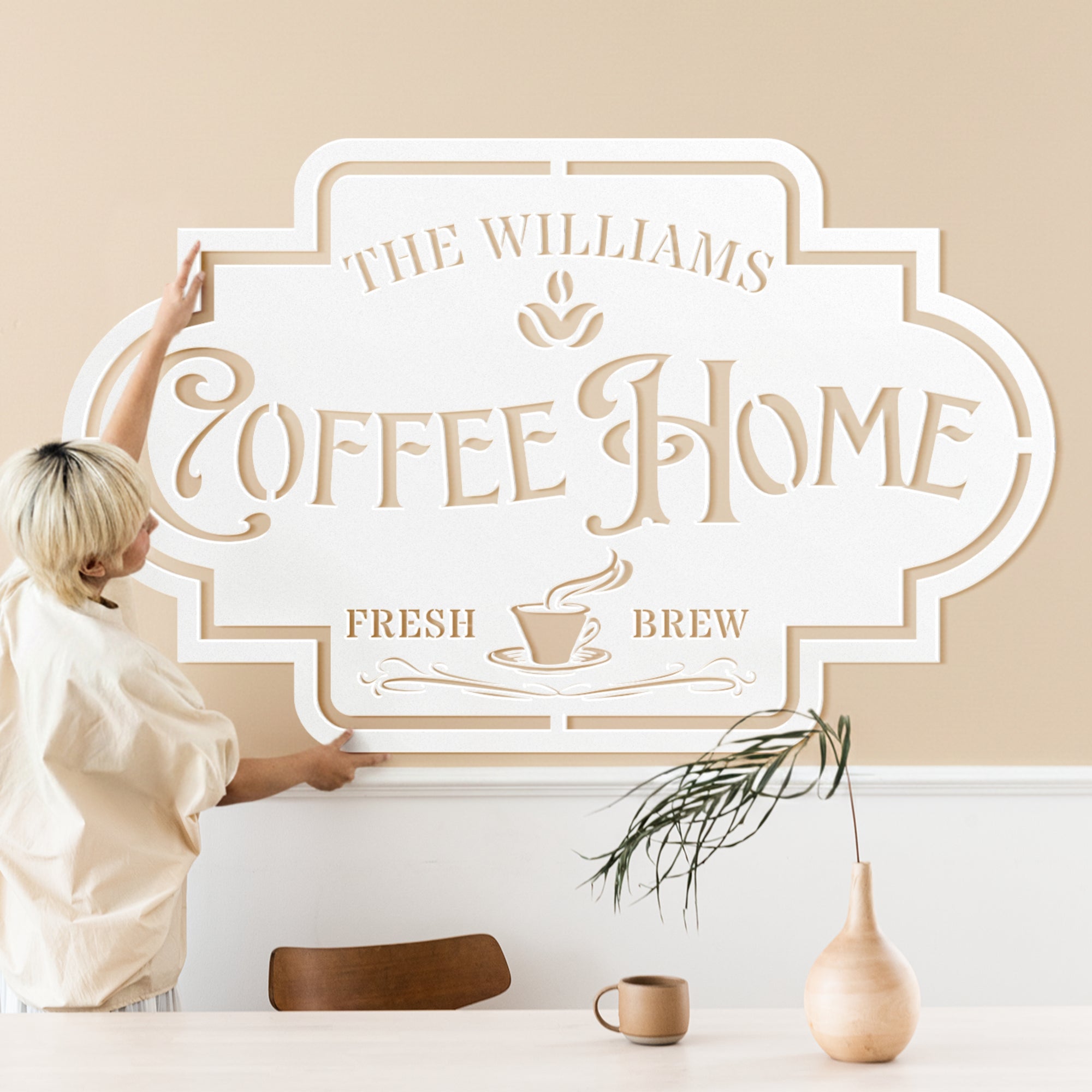 Personalised Home Coffee Time Family Name Sign, Custom Wood Acrylic Kitchen, Bar Corner Drink Station, Cafés Wall Signage, Housewarming Gift