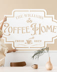Personalised Home Coffee Time Family Name Sign, Custom Wood Acrylic Kitchen, Bar Corner Drink Station, Cafés Wall Signage, Housewarming Gift