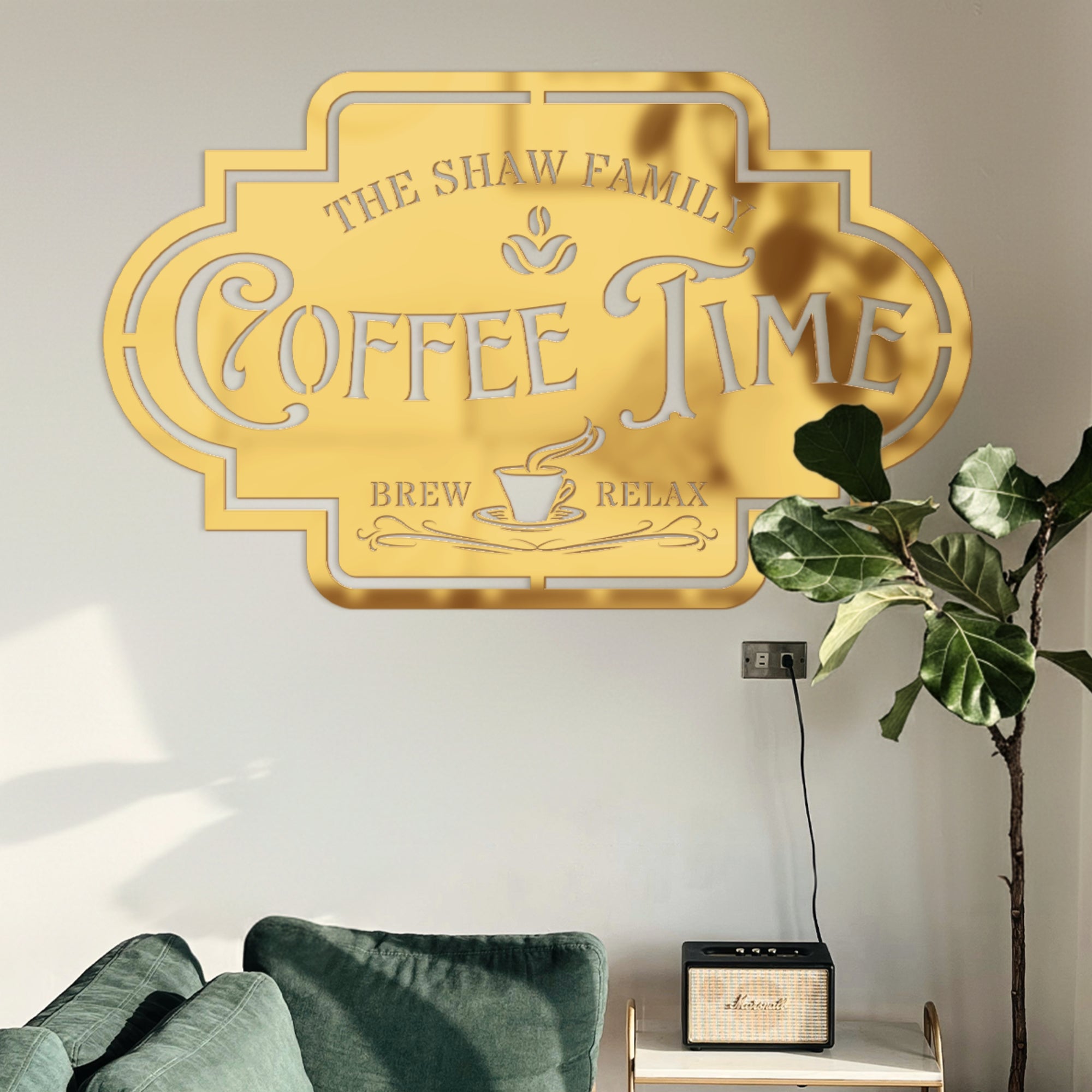 Personalised Home Coffee Time Family Name Sign, Custom Wood Acrylic Kitchen, Bar Corner Drink Station, Cafés Wall Signage, Housewarming Gift