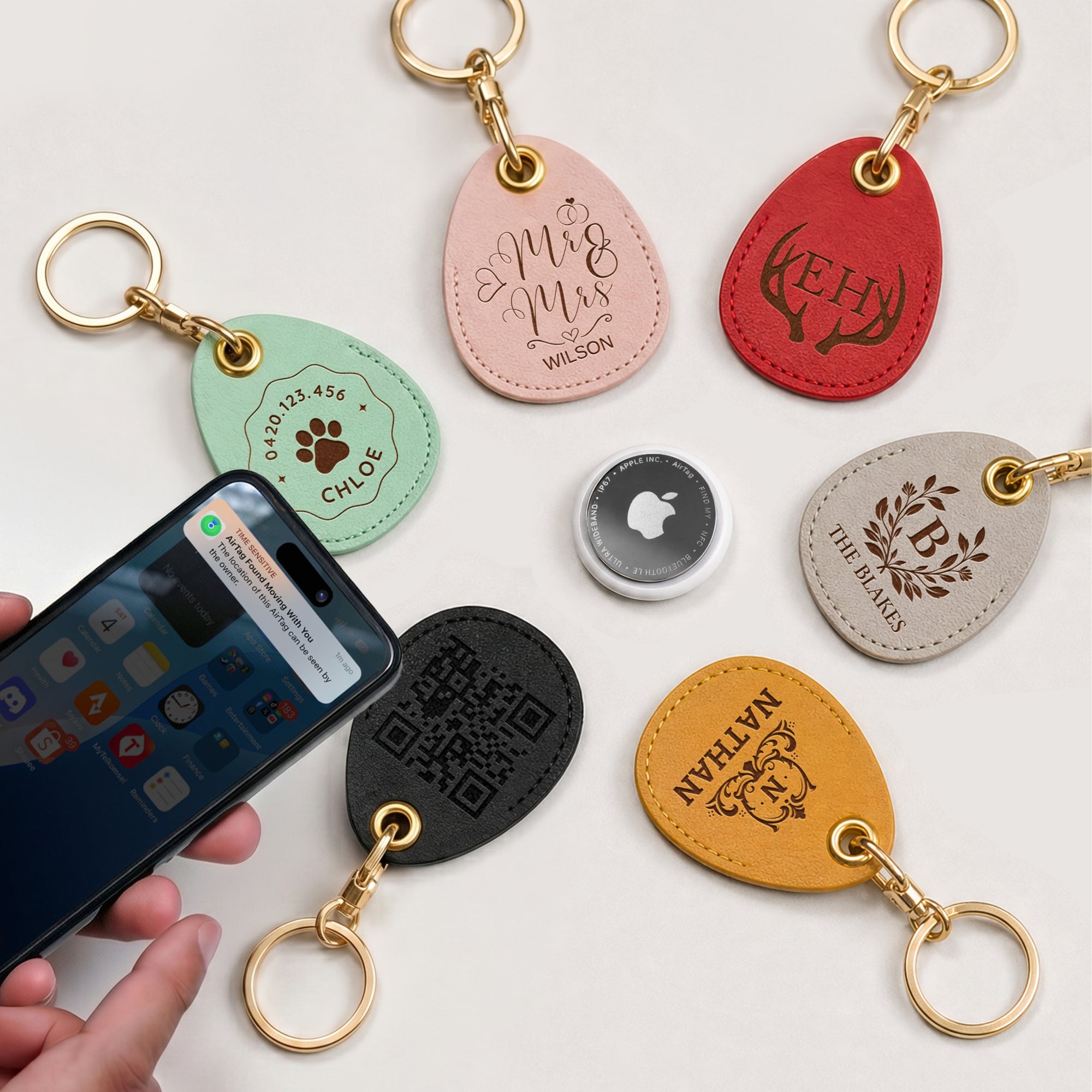 Personalised Key Fob/ Pet Tracker Holder, Custom Engraved Smart Tag Cover, Business NFC Keychain, Digital Card Social Web Promotion, QR Scan