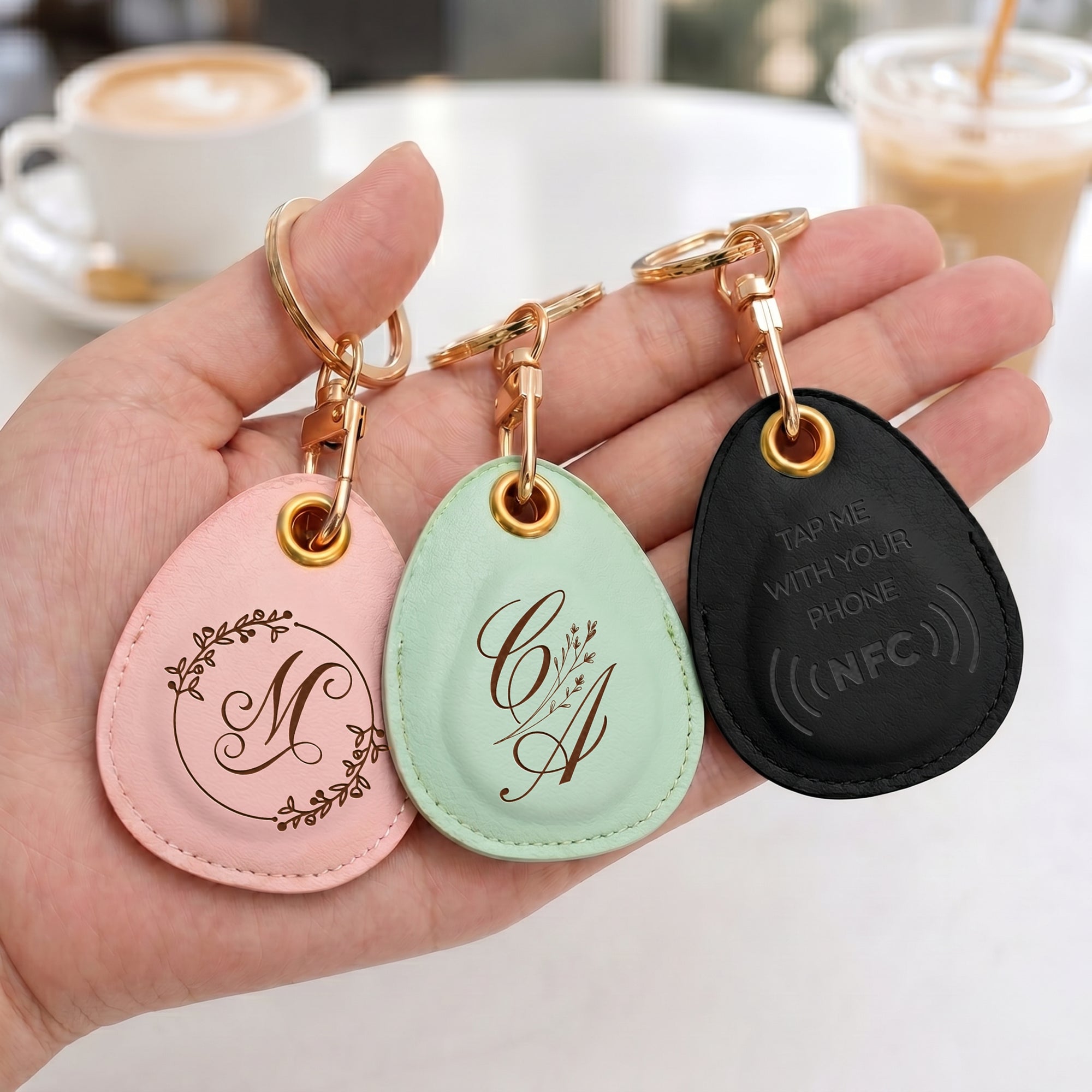 Personalised Key Fob/ Pet Tracker Holder, Custom Engraved Smart Tag Cover, Business NFC Keychain, Digital Card Social Web Promotion, QR Scan