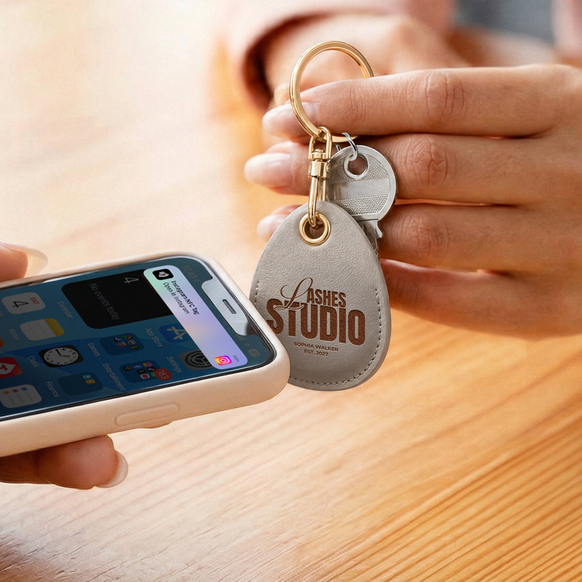 Personalised Key Fob/ Pet Tracker Holder, Custom Engraved Smart Tag Cover, Business NFC Keychain, Digital Card Social Web Promotion, QR Scan