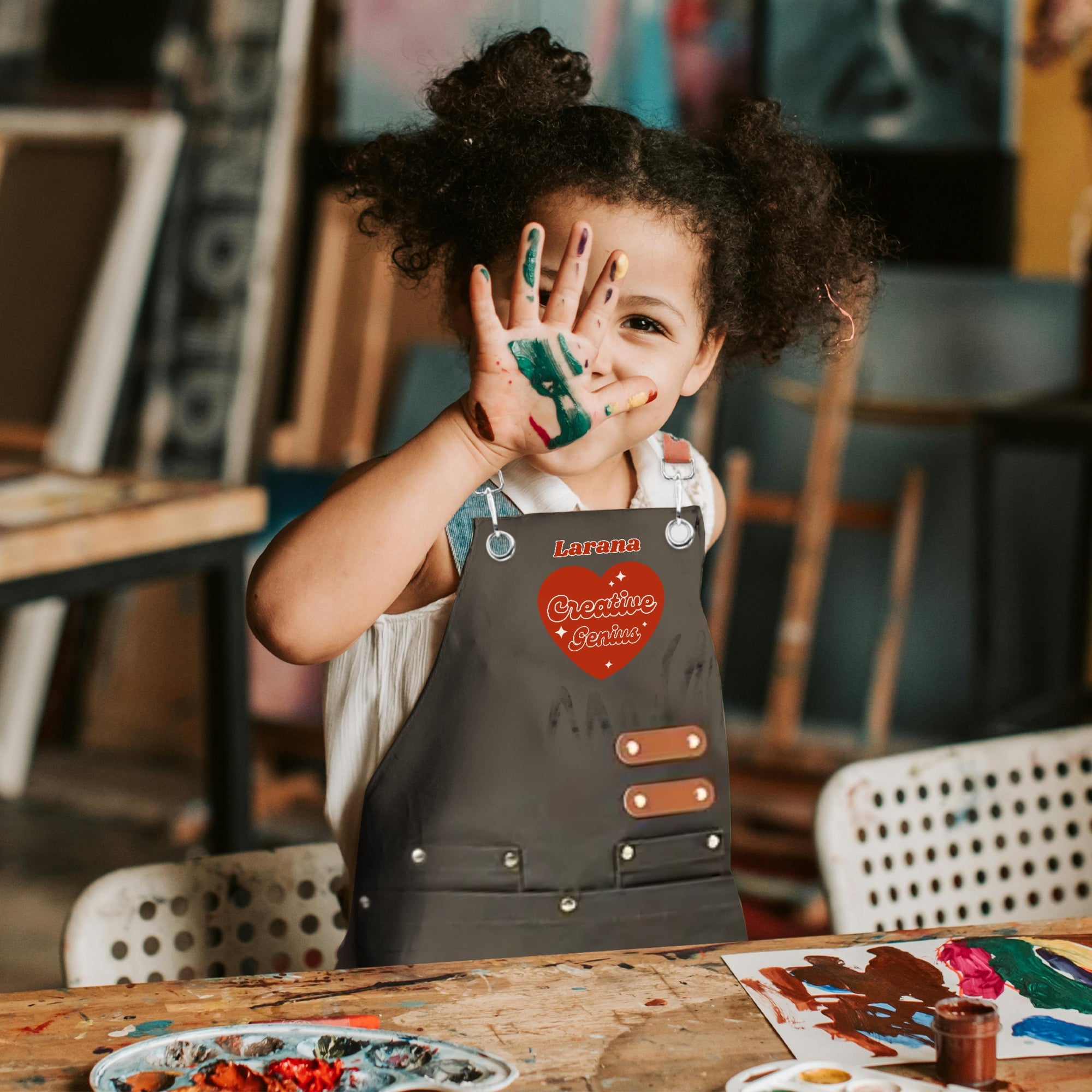 Personalised Kid Crossover Workshop Pockets Apron, Customised Adjustable Straps Little Chef Baby Handyman Garden Helper Kitchen Children Bib