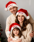 Personalised Kids & Adults Knitted Christmas Hat, Custom Embroidered Name Santa Hat, Family Xmas Hats with Pompom Festive Decor Holiday Gift