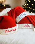 Personalised Kids & Adults Knitted Christmas Hat, Custom Embroidered Name Santa Hat, Family Xmas Hats with Pompom Festive Decor Holiday Gift