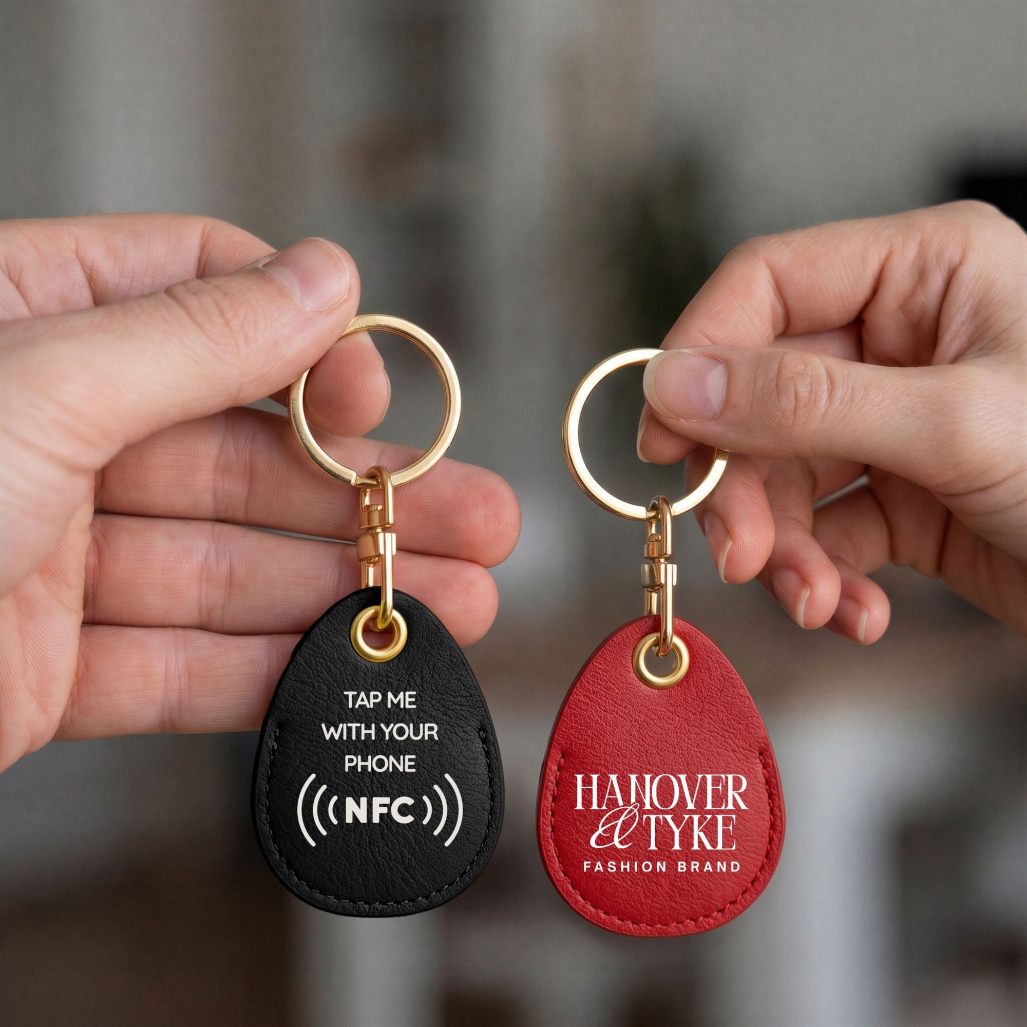 Personalised Logo Key Fob Holder, Custom UV Print Smart Tag Cover, Brand Business NFC Keychain, Digital Card, Social Web Promotion, QR Scan