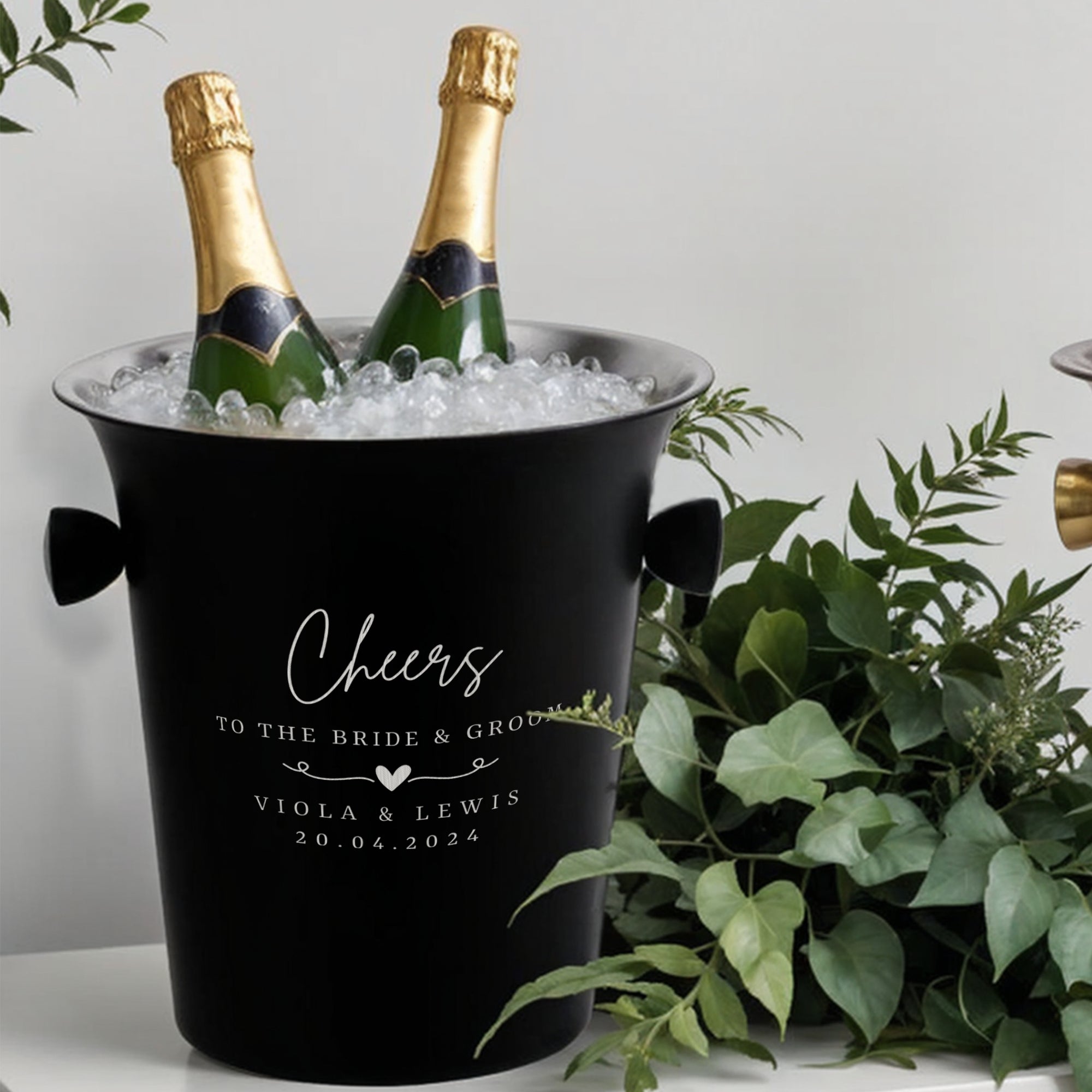 Personalised Matt Black Champagne Ice Bucket, Custom Engraved Wine/ Beverage Tub, Housewarming, Wedding, Engagement, Christmas Barware Gift