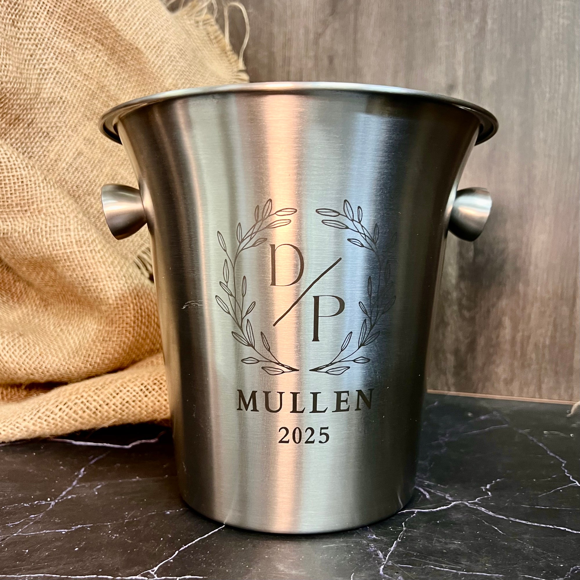 Personalised Matt Stainless Steel Champagne Ice Bucket, Custom Engraved Wine/ Beverage Tub, Housewarming, Wedding, Engagement, Xmas Barware Gift