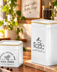 Personalised Matte White Gold Metal Tin, Custom Engraved Logo Jar, Coffee, Tea Storage, Cookie Lollies Canister, Housewarming, Mom Xmas Gift