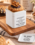 Personalised Matte White Gold Metal Tin, Custom Engraved Logo Jar, Coffee, Tea Storage, Cookie Lollies Canister, Housewarming, Mom Xmas Gift