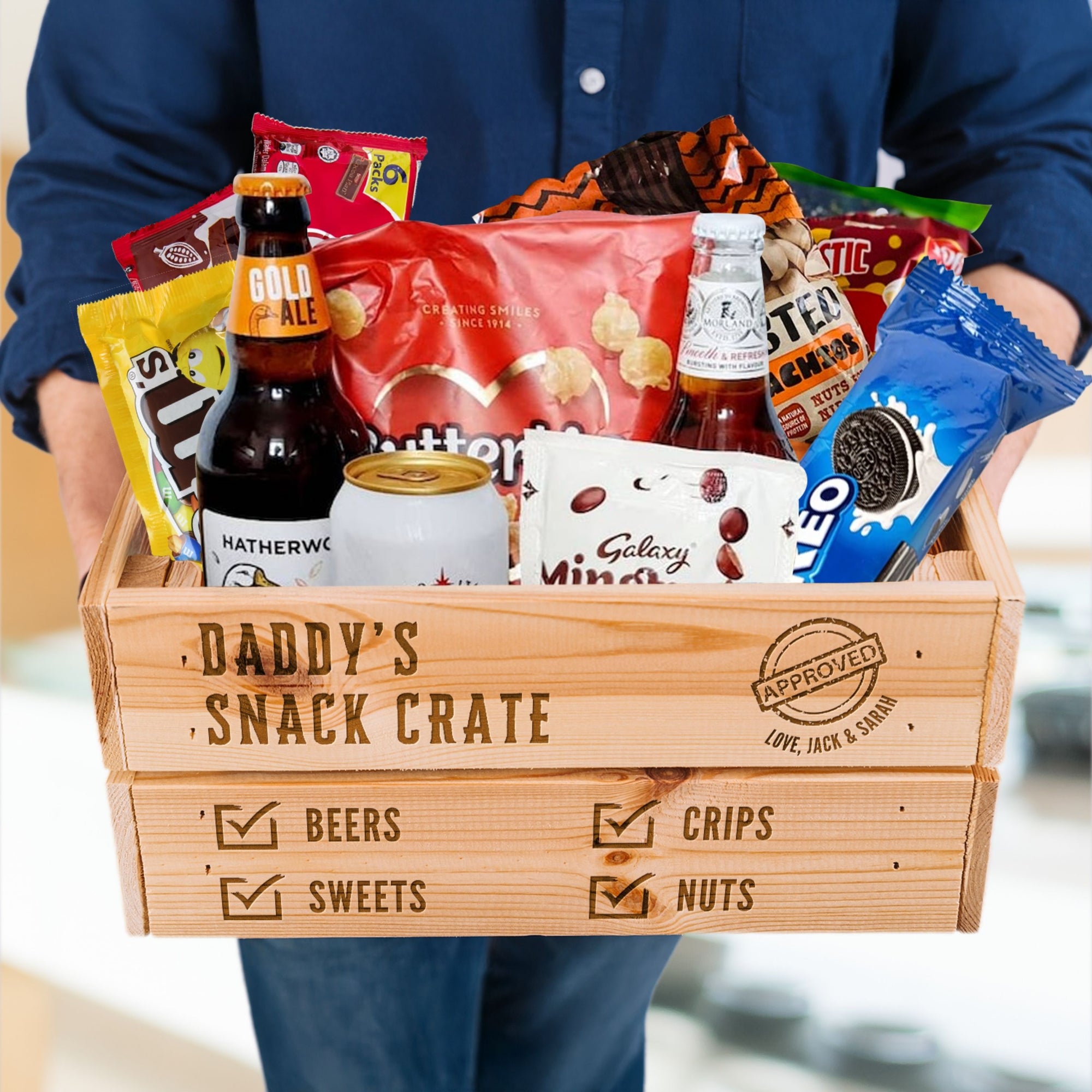 Personalised Men Crate, Workshop/ Garage Tools/ Snack/ Beer Storage, Dad Gift Box/ Groomsman Keepsake, Custom Engraved Rustic Farm Organiser