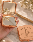 Personalised Metal Double Sided Compact Mirror & Magnification, Custom Engraved Folding Pocket Makeup Tool, Wedding Favours, Bridesmaid Gift