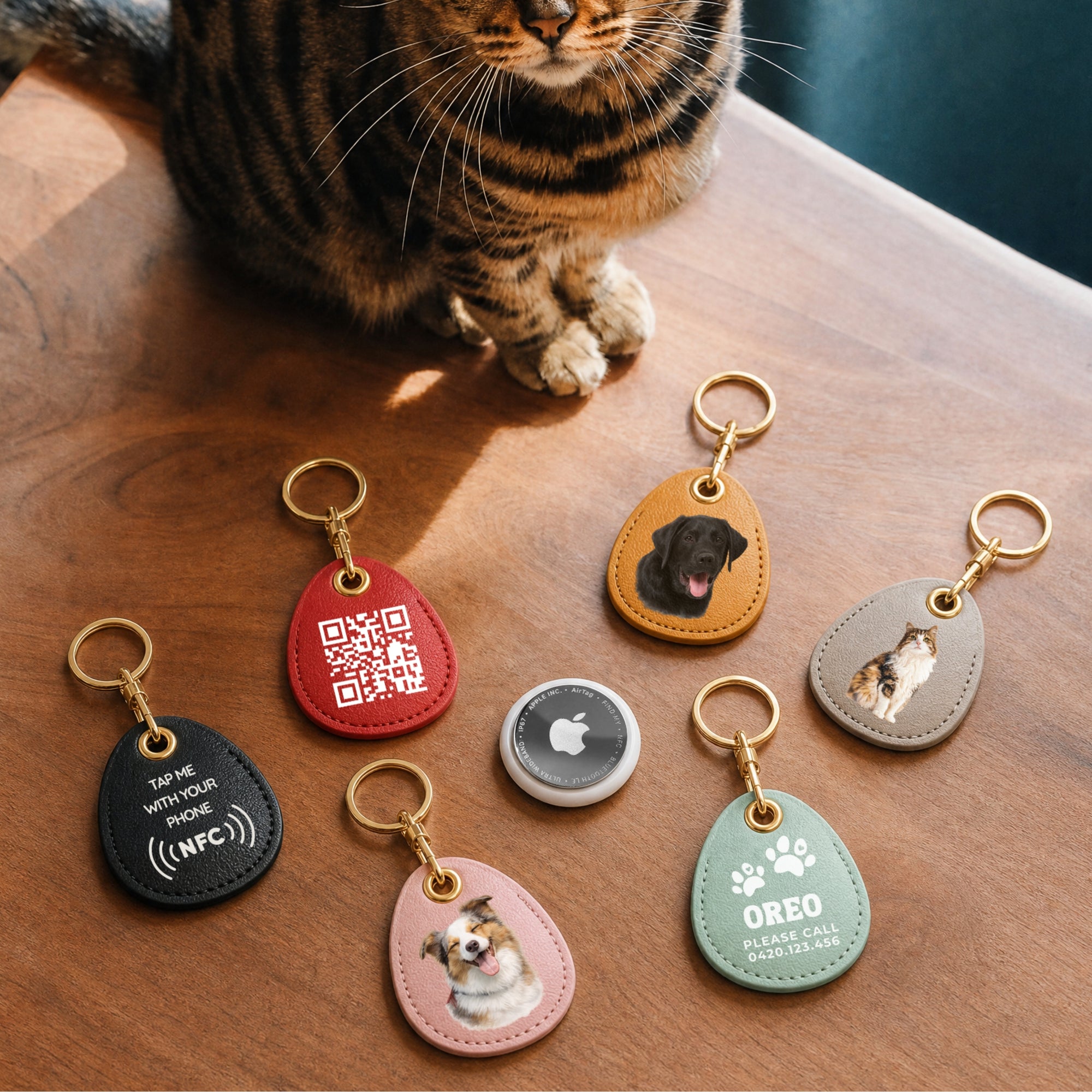 Personalised Photo Pet Apple AirTag Case Holder, Custom Print Dog Collar Smart Tracker Cover, Logo Groomer Veterinary Clinic, Cat Lover Gift