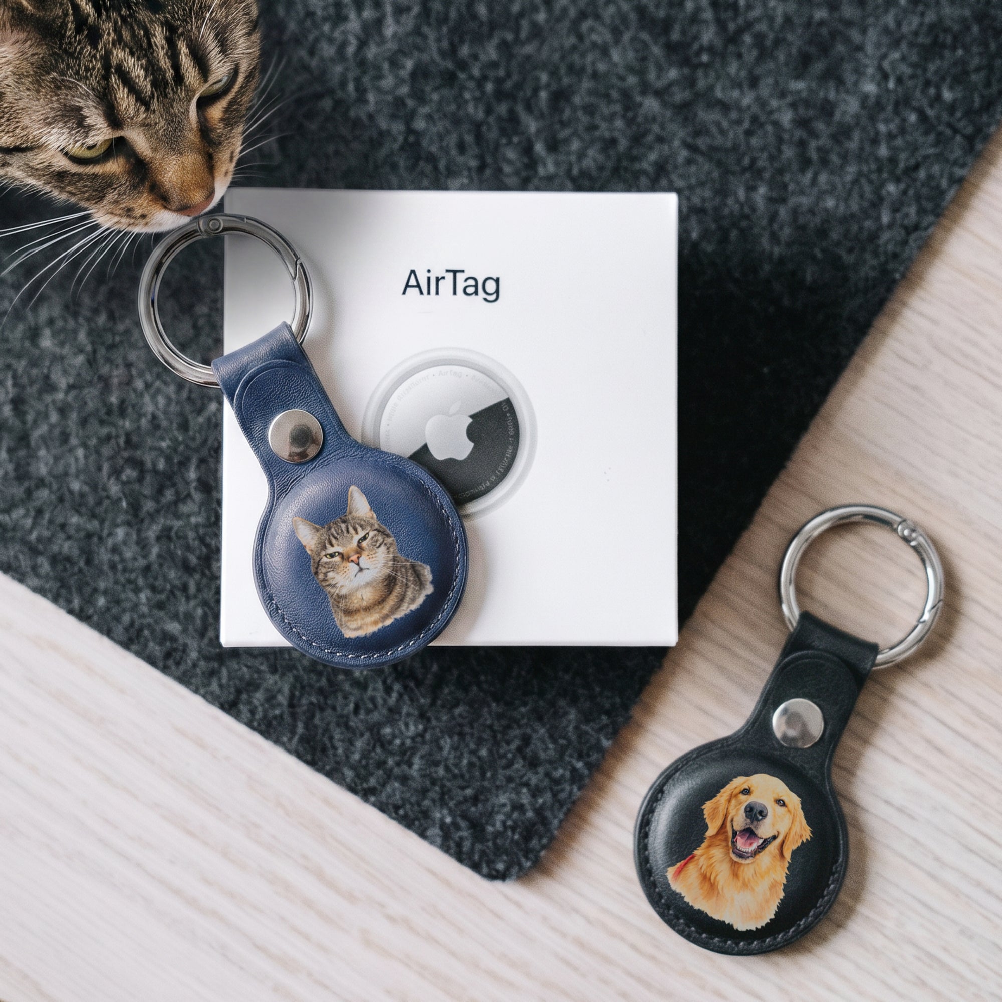 Personalised Photo Pet Apple AirTag Case Holder, Custom Print Dog Collar Smart Tracker Cover, Logo Groomer Veterinary Clinic, Cat Lover Gift