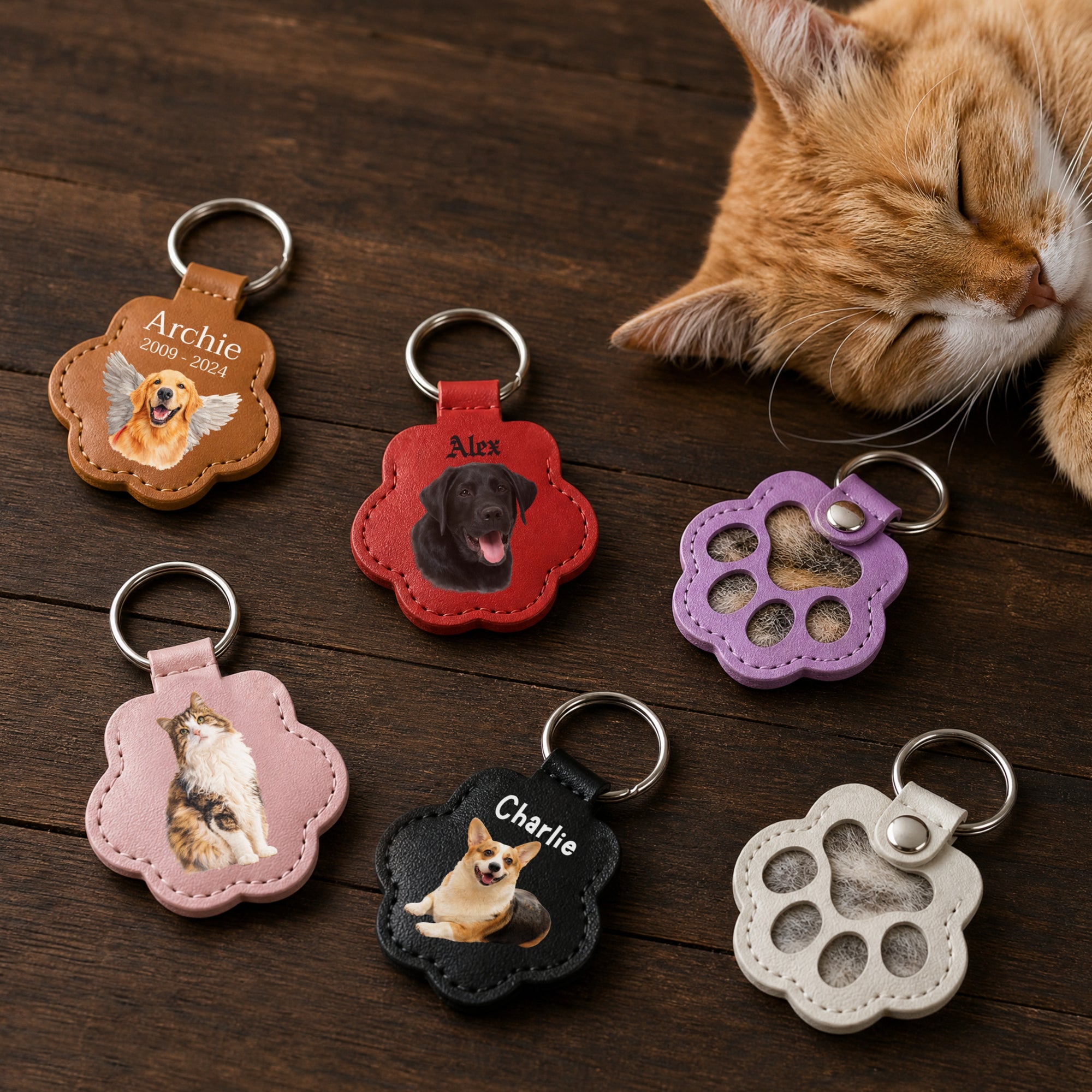 Personalised Photo Pet Fur Holder, Custom UV Dog Hair Memorial Keychain, Logo Groomer Veterinary Paw Key Ring, Cat Lover Gift, Loss Keepsake
