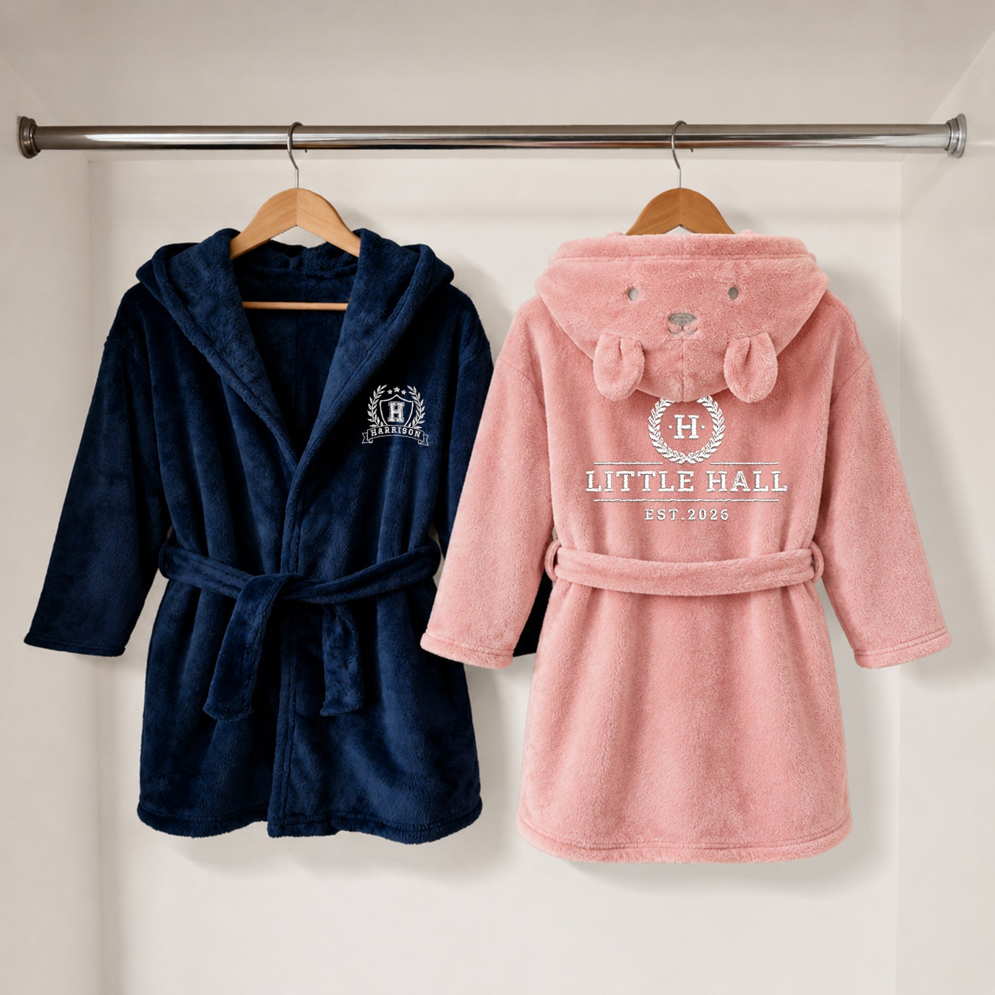 Personalised Plush Kid Bathrobe, Custom Name Embroidered Baby Dressing Gown, Bear Ear Hooded Baby Robe, Christening Teens Birthday Xmas Gift