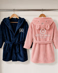 Personalised Plush Kid Bathrobe, Custom Name Embroidered Baby Dressing Gown, Bear Ear Hooded Baby Robe, Christening Teens Birthday Xmas Gift