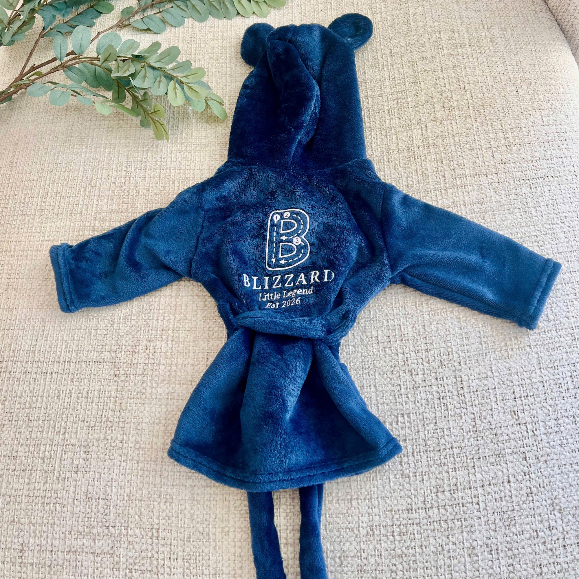 Personalised Plush Kid Bathrobe, Custom Name Embroidered Baby Dressing Gown, Bear Ear Hooded Bear Baby Robe, Christening Birthday, Xmas Gift