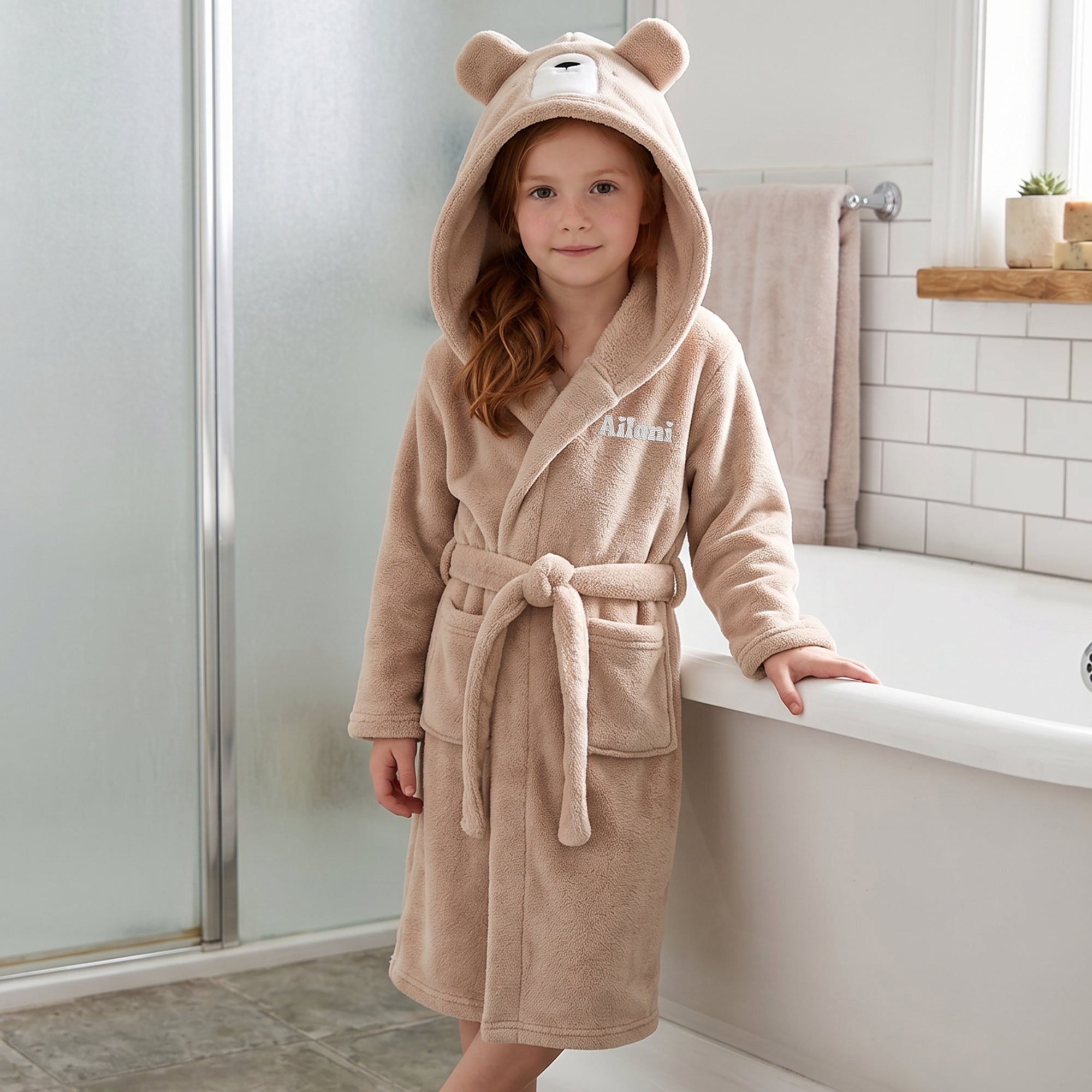 personalised baby dressing gown with cute ears reviews Personalised White Baby Dressing Gown With Bear Ears By KEEDD