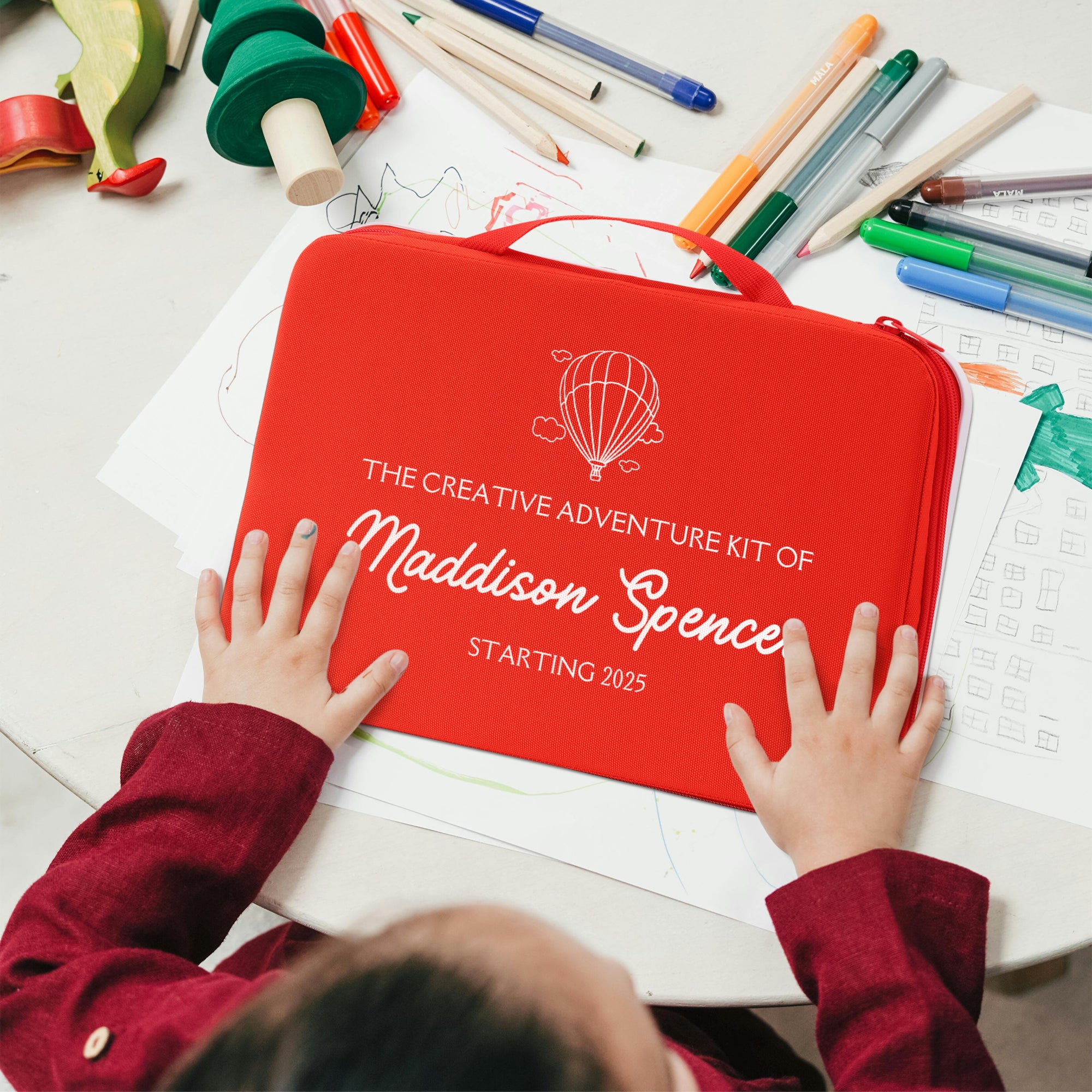 Personalised Portable Kids&#39; Drawing Case, Custom Logo Art Supplies, Children Creative Travel Art Kit Storage, Preschool, Baby Birthday Gift