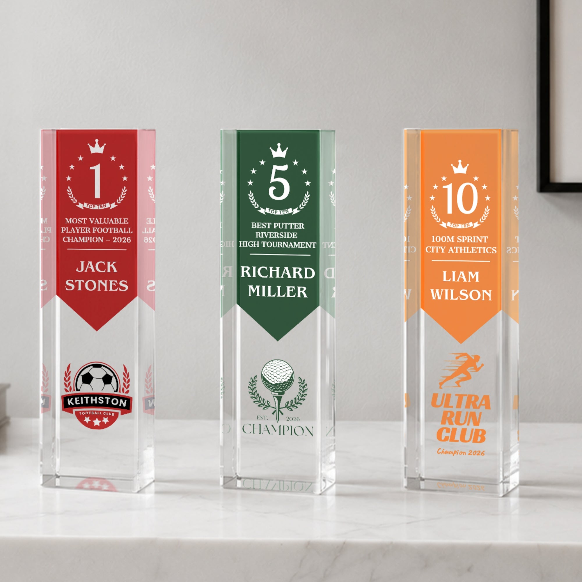 Personalised Print Clear Acrylic Block Trophy, Custom Employee Recognition Plaque, Graduate, Teacher, Sport Coach Award, Logo Corporate Gift