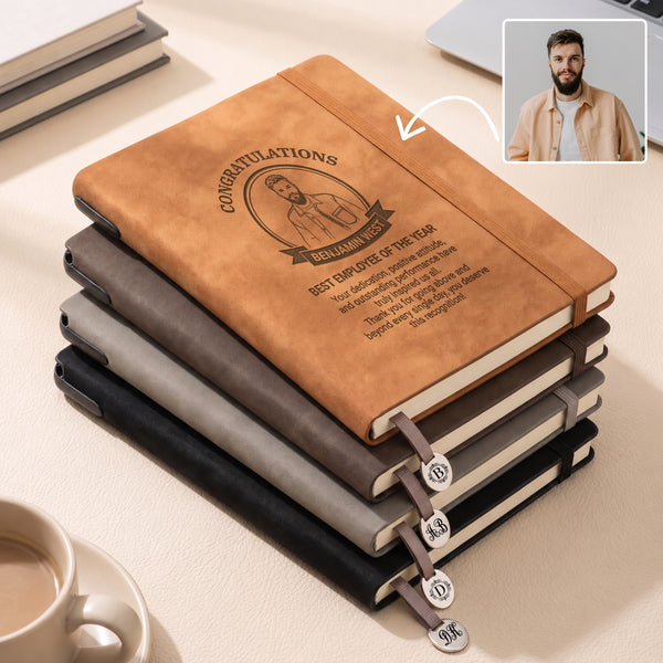 Personalised Engraved Soft Suede Leatherette A5 Journal Notebook with Pen & Metal Bookmark Charm