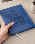 Personalised Soft Leatherette A5 Notebook with Pen & Metal Bookmark Charm, Custom Engraved Logo Business Journal, Graduation, Corporate Gift