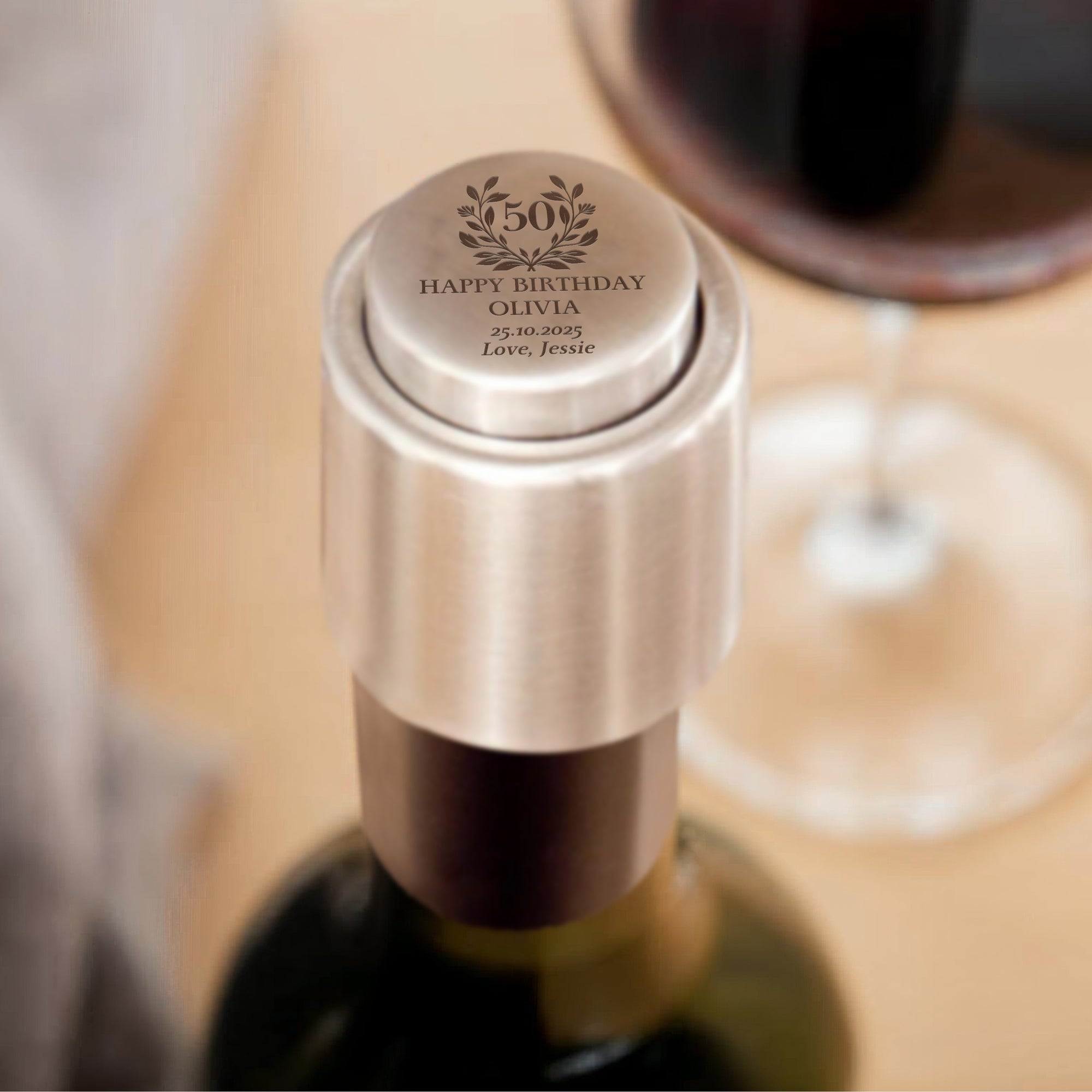 Personalised Stainless Wine Bottle Stopper, Custom Engraved Logo Barware Accessories, Wedding Favors, Groomsman, Dad Birthday Corporate Gift