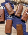 Personalised Tan Leatherette Cigar Case & Cutter Custom Engraved Logo Travel Portable Cedarwood Humidifying Box Groomsman Dad Corporate Gift