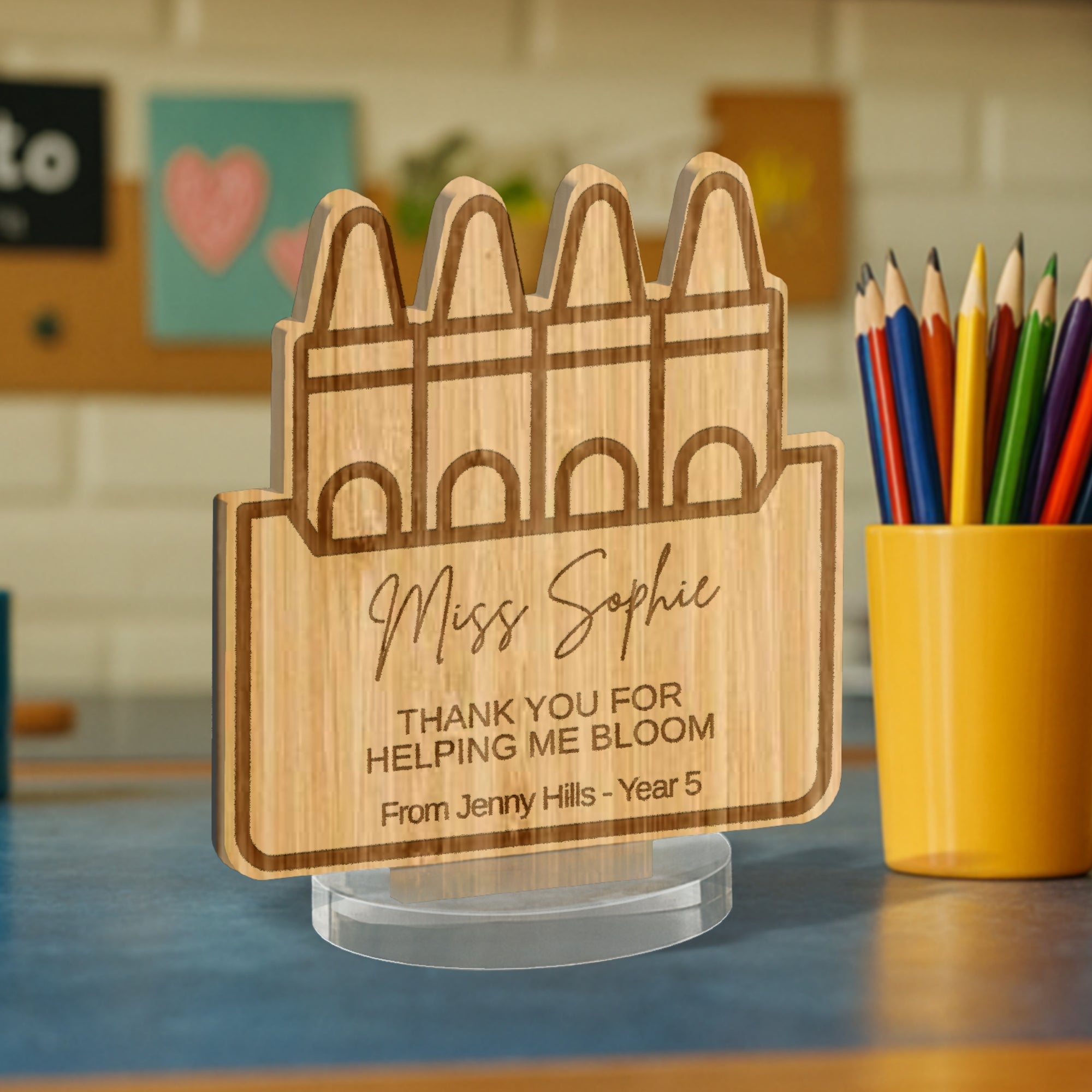 Personalised Teacher Appreciation Plaque &amp; Stand/ Custom Engraved Plywood/ Acrylic School Sport Coach, Tutor Mentor Graduation Keepsake Gift